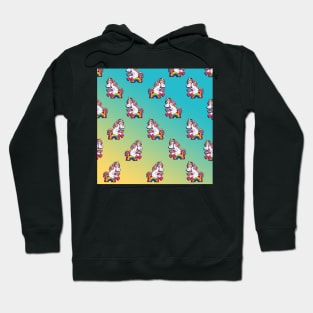 Funny gamer unicorn in blue & yellow Hoodie